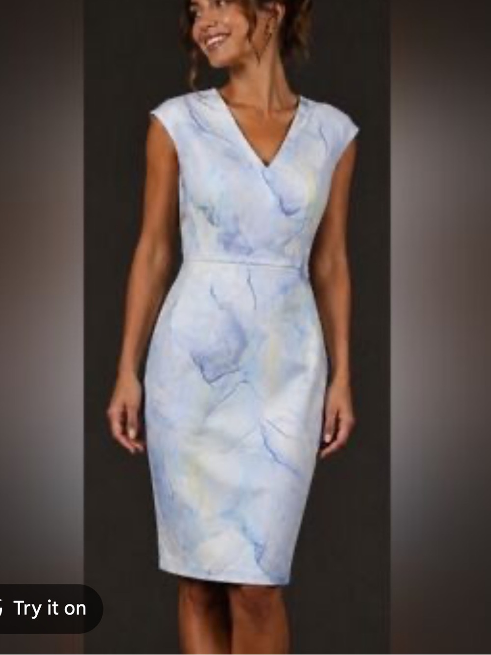 Elegant Light Blue Marble Sheath Dress - Women
